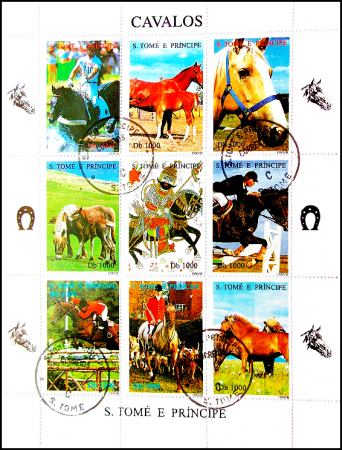 Сан Томе и Принсипи 1995 год . Different horses , малый лист . Каталог 18 € .