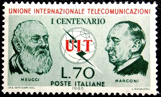 Италия 1965 год . Портреты Маркони, и Меуччи