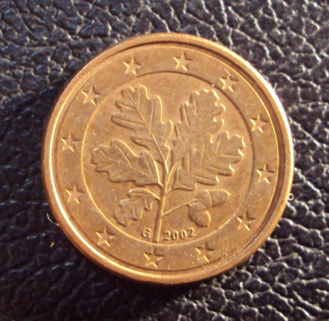 Германия 1 евроцент 2002 g год.