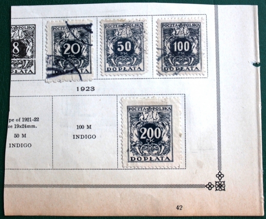 Польша 1921-23 Стандарт Доплата Sc#J45-J47, J53 Used
