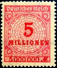 Германия 1923 год . Серия : инфляция . 5000000 марок .
