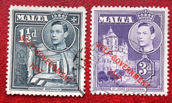 Мальта 1948, 1953 стандарт  Георг VI  Sc#211, 239 Used