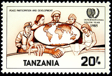 Танзания 1986 год . Карта Мира . (1)