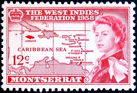Монтсеррат 1958 под . Федерация Вест-Индии-Карта Федерации .
