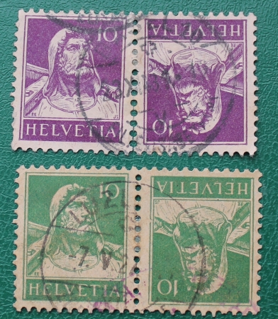 Швейцария 1921, 1930 Вильгельм Телль  Sc#168а, 169а Used тет-беш