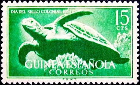 Гвинея Испанская 1954 год . Зеленая Морская Черепаха .