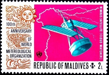 Мальдивы 1973 год . Нимбус - метеорологический спутник .