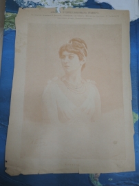 старинная гравюра / литография "Аспазия", Бобров, женщина, женский портрет, Российская Империя
