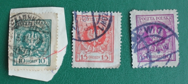 Польша 1924 Герб Орел Sc#219, 220, 225 Used