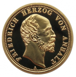 20 марок 1896 год Герцег Анхальт, золото24 карата (копия)