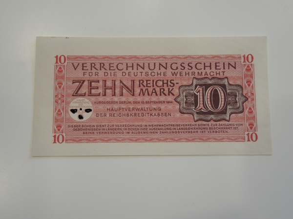 бона / банкнота / купюра 10 рейхсмарок -1939-1945 год- 3 Рейх, Германия, Вермахт