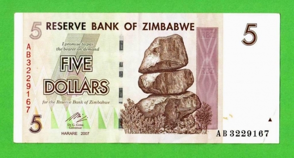 Зимбабве - 5 долларов - 2007 (AB) - XF!!!