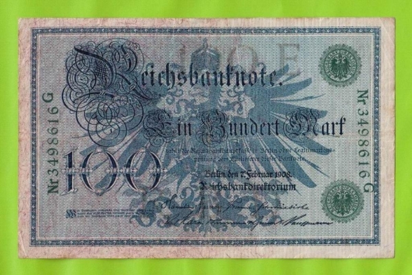 Германия - 100 марок - 1908 - ЗЕЛЕНАЯ