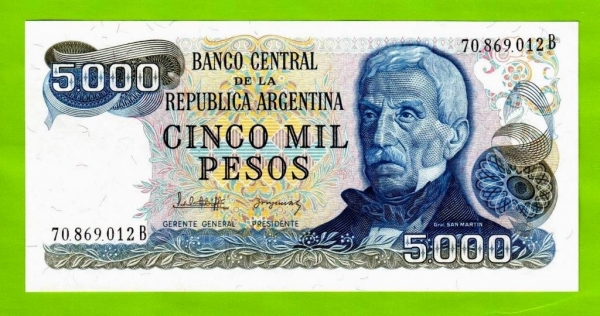 Аргентина - 5000 песо - 1977 (1982) - UNC!!!