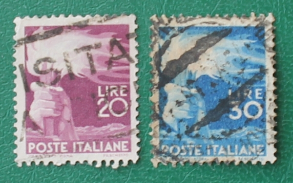Италия 1945-48 Факел Sc#474, 488 Used