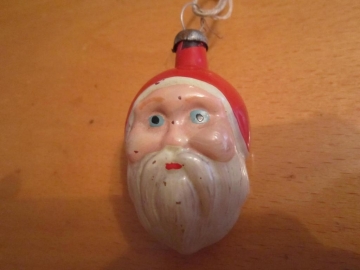Ёлочная игрушка стекло Голова Деда Мороза СССР