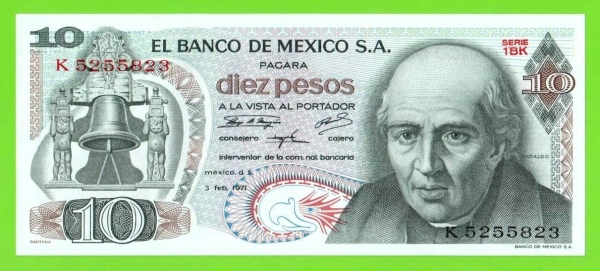 Мексика - 10 песо - 1971 (K) - UNC!!!