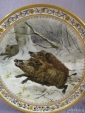 Тарелка "Дикие кабаны в зимнем лесу" A. Weinberger - вид 3
