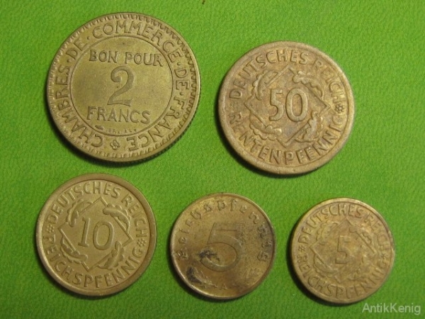 Монеты бронза Франция, Германия 20 век Оригинал
