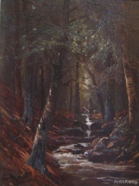 Картина "Лесной ручей" Дерево Масло GK