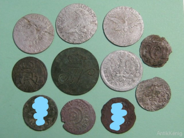 Монеты Разные 17-19 век Пруссия, Швеция 9 штук Оригинал