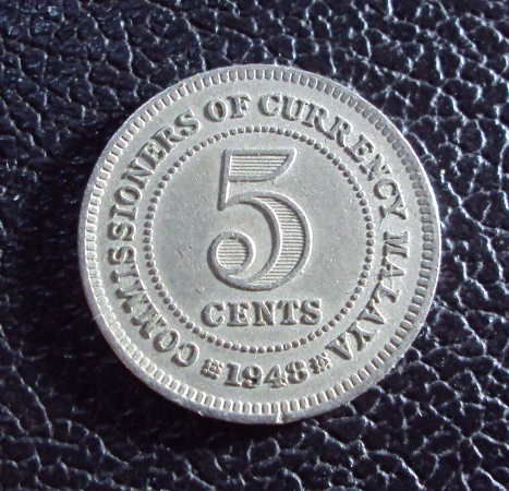 Британская Малайя 5 центов 1948 год.