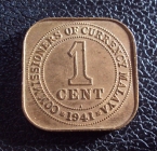 Британская Малайя 1 цент 1941 год.