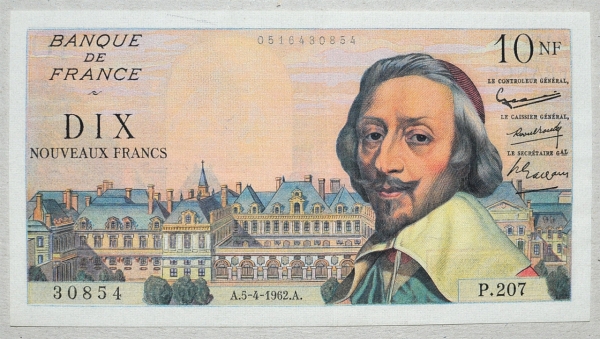Франция 10 франков 1962 Ришелье XF+ 