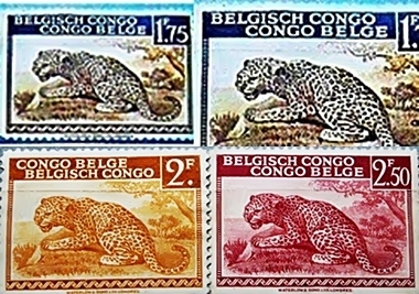 Марки - Фауна. Конго Бельгийское. Серия - Леопард. 1942 год. 4 шт.