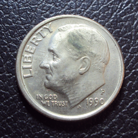 США 10 центов 1 дайм 1990 p год.
