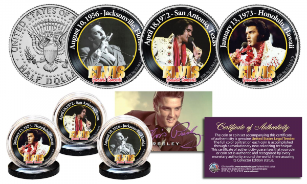Набор из 3-х монет США Элвис Пресли Концерты