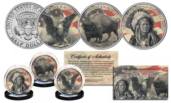 Набор из 3-х монет США Символы Америки