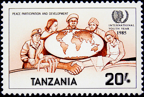 Танзания 1986 год . Карта Мира . (2)