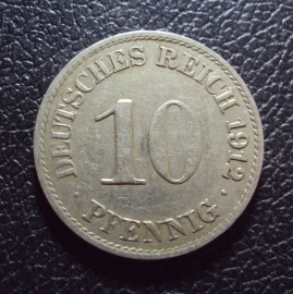 Германия 10 пфеннигов 1912 a год.