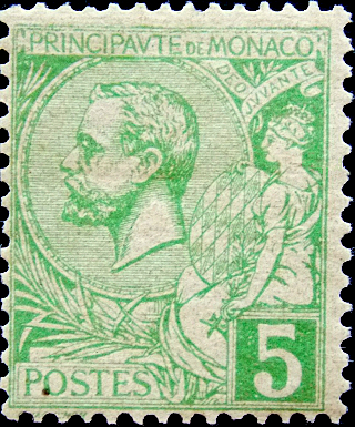 Монако 1901 год . Prince Albert I (1848-1922) 5 c . (1)