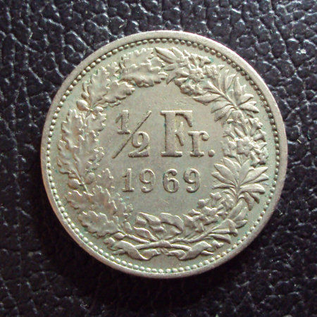 Швейцария 1/2 франка 1969 год.