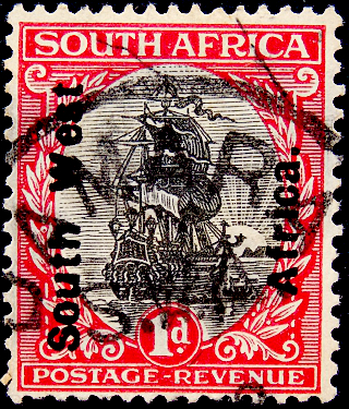 Юго-западная Африка 1926 год . Парусник . (надпечатка)