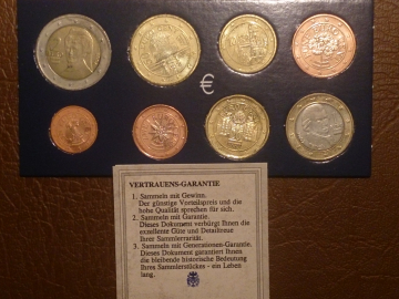 Набор монет Австрии: 2,1 евро, 50,20,10,5,2,1 евроцент (8 шт.) Сертификат 2002, _233_
