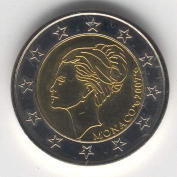 Монако: 2 евро (2007) Княгиня Грейс Келли = КОПИЯ