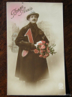 Почтовая карточка Открытка 20 век Прошла почту Мужчина