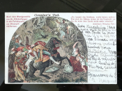 Почтовая карточка Открытка 1898 год Schillers WILHELM TELL - Gesslers Tod Прошла почту
