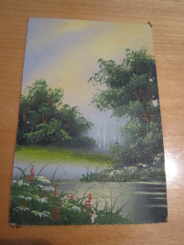 Открытое письмо.Почтовая карточка.Пейзаж,"Дерево,пруд",ручная работа,до 1945 г.
