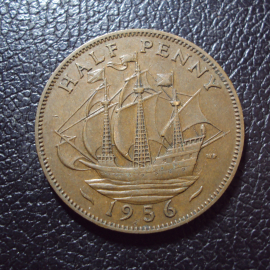 Великобритания 1/2 пенни 1956 год.