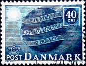 Дания 1949 год . Всемирный Почтовый Союз (U.P.U.) . Земной шар . 