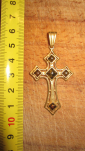 Нательный крест , Серебро 925 проба , позолота , солнечный камень - вид 2