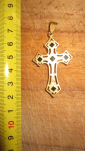 Нательный крест , Серебро 925 проба , позолота , солнечный камень - вид 3
