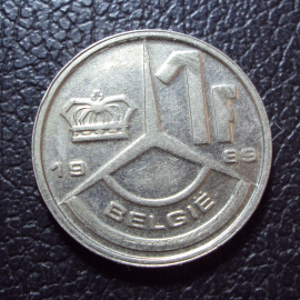 Бельгия 1 франк 1989 год belgie.