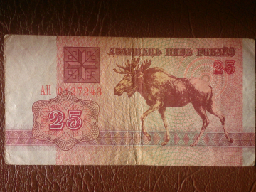 Беларусь (Белоруссия) 25 рублей 1992 год Серия: АН № 0137243 _234_