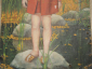 винтажная картина портрет девочка в красном Герасимов, 1979 г. советская живопись СССР - вид 2
