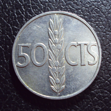 Испания 50 сентимо 1966 / 1973 год.